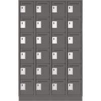 Clean Line Lockerette, 6 -tier, Bank of 4, 48" x 18" x 76", Steel, Charcoal, Rivet (Assembled) Oxymax Inc