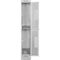 Casiers Clean Line, 2 niveaux, 12" x 18" x 76", Acier, Gris, Rivet (assembl&eacute;), Perfor&eacute; Oxymax Inc