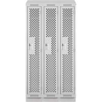 Clean Line Lockers, Bank of 3, 36" x 18" x 82", Steel, Grey, Rivet (Assembled), Perforated Oxymax Inc