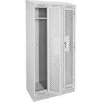 Clean Line Lockers, Bank of 3, 36" x 18" x 82", Steel, Grey, Rivet (Assembled), Perforated Oxymax Inc