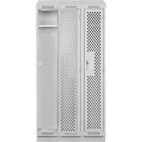 Clean Line Lockers, Bank of 3, 36" x 18" x 82", Steel, Grey, Rivet (Assembled), Perforated Oxymax Inc