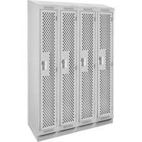 Clean Line Lockers, Bank of 4, 48" x 18" x 82", Steel, Grey, Rivet (Assembled), Perforated Oxymax Inc