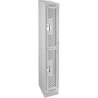 Casiers Clean Line, 2 niveaux, 12" x 12" x 82", Acier, Gris, Rivet (assembl&eacute;), Perfor&eacute; Oxymax Inc