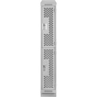 Casiers Clean Line, 2 niveaux, 12" x 12" x 82", Acier, Gris, Rivet (assembl&eacute;), Perfor&eacute; Oxymax Inc