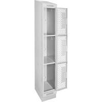 Casiers Clean Line, 3 niveaux, 12" x 18" x 82", Acier, Gris, Rivet (assembl&eacute;), Perfor&eacute; Oxymax Inc