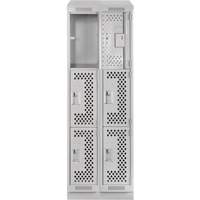 Clean Line Lockers, 3 -tier, Bank of 2, 24" x 18" x 82", Steel, Grey, Rivet (Assembled), Perforated Oxymax Inc