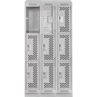 Casiers Clean Line, 3 niveaux, Bloc de 3, 36" x 18" x 82", Acier, Gris, Rivet (assembl&eacute;), Perfor&eacute; Oxymax Inc