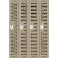 Clean Line Lockers, Bank of 4, 48" x 15" x 72", Steel, Beige, Rivet (Assembled), Perforated Oxymax Inc