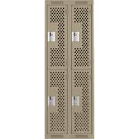 Casiers Clean Line, 2 niveaux, Bloc de 2, 24" x 12" x 72", Acier, Beige, Rivet (assembl&eacute;), Perfor&eacute; Oxymax Inc