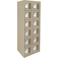 Assembled Lockerettes Clean Line Perforated Economy Lockers, 6 -tier, Bank of 2, 18" x 72" x 12", Steel Oxymax Inc