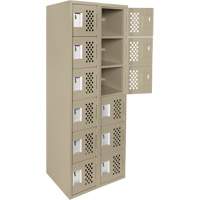 Assembled Lockerettes Clean Line Perforated Economy Lockers, 6 -tier, Bank of 2, 18" x 72" x 12", Steel Oxymax Inc