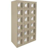 Assembled Lockerettes Clean Line Perforated Economy Lockers, 6 -tier, Bank of 3, 18" x 72" x 12", Steel Oxymax Inc