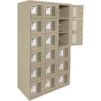 Assembled Lockerettes Clean Line Perforated Economy Lockers, 6 -tier, Bank of 3, 18" x 72" x 12", Steel Oxymax Inc