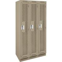 Clean Line Lockers, Bank of 3, 36" x 18" x 76", Steel, Beige, Rivet (Assembled), Perforated Oxymax Inc