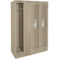 Clean Line Lockers, Bank of 4, 48" x 18" x 76", Steel, Beige, Rivet (Assembled), Perforated Oxymax Inc