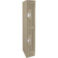 Casiers Clean Line, 2 niveaux, 12" x 15" x 76", Acier, Beige, Rivet (assembl&eacute;), Perfor&eacute; Oxymax Inc