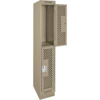 Casiers Clean Line, 2 niveaux, 12" x 15" x 76", Acier, Beige, Rivet (assembl&eacute;), Perfor&eacute; Oxymax Inc
