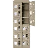 Assembled Lockerettes Clean Line Perforated Economy Lockers, 6 -tier, Bank of 2, 18" x 72" x 12", Steel Oxymax Inc