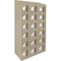 Assembled Lockerettes Clean Line Perforated Economy Lockers, 6 -tier, Bank of 3, 18" x 72" x 12", Steel Oxymax Inc