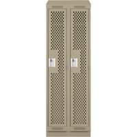Clean Line Lockers, Bank of 2, 24" x 18" x 82", Steel, Beige, Rivet (Assembled), Perforated Oxymax Inc