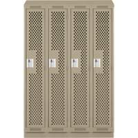 Clean Line Lockers, Bank of 4, 48" x 18" x 82", Steel, Beige, Rivet (Assembled), Perforated Oxymax Inc