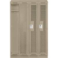Clean Line Lockers, Bank of 4, 48" x 18" x 82", Steel, Beige, Rivet (Assembled), Perforated Oxymax Inc