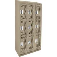 Casiers Clean Line, 3 niveaux, Bloc de 3, 36" x 18" x 82", Acier, Beige, Rivet (assembl&eacute;), Perfor&eacute; Oxymax Inc