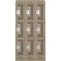 Casiers Clean Line, 3 niveaux, Bloc de 3, 36" x 18" x 82", Acier, Beige, Rivet (assembl&eacute;), Perfor&eacute; Oxymax Inc