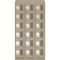 Clean-Line Perforated Lockerette, 6 -tier, Bank of 3, 15" x 72" x 12", Steel Oxymax Inc