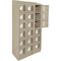 Clean-Line Perforated Lockerette, 6 -tier, Bank of 3, 15" x 72" x 12", Steel Oxymax Inc