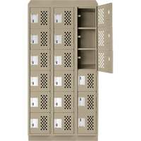 Clean-Line Perforated Lockerette, 6 -tier, Bank of 3, 15" x 72" x 12", Steel Oxymax Inc