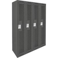 Clean Line Lockers, Bank of 4, 48" x 15" x 72", Steel, Charcoal, Rivet (Assembled), Perforated Oxymax Inc
