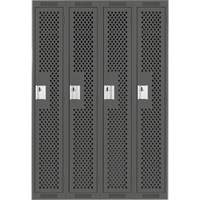 Clean Line Lockers, Bank of 4, 48" x 15" x 72", Steel, Charcoal, Rivet (Assembled), Perforated Oxymax Inc