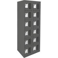 Assembled Lockerettes Clean Line Perforated Economy Lockers, 6 -tier, Bank of 2, 18" x 72" x 12", Steel Oxymax Inc
