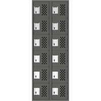 Assembled Lockerettes Clean Line Perforated Economy Lockers, 6 -tier, Bank of 2, 18" x 72" x 12", Steel Oxymax Inc