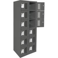 Assembled Lockerettes Clean Line Perforated Economy Lockers, 6 -tier, Bank of 2, 18" x 72" x 12", Steel Oxymax Inc