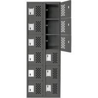 Assembled Lockerettes Clean Line Perforated Economy Lockers, 6 -tier, Bank of 2, 18" x 72" x 12", Steel Oxymax Inc