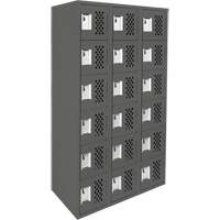Assembled Lockerettes Clean Line Perforated Economy Lockers, 6 -tier, Bank of 3, 18" x 72" x 12", Steel Oxymax Inc