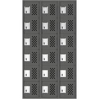 Assembled Lockerettes Clean Line Perforated Economy Lockers, 6 -tier, Bank of 3, 18" x 72" x 12", Steel Oxymax Inc