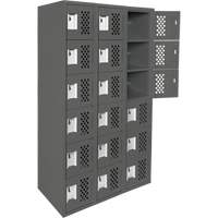 Assembled Lockerettes Clean Line Perforated Economy Lockers, 6 -tier, Bank of 3, 18" x 72" x 12", Steel Oxymax Inc