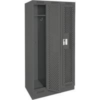 Clean Line Lockers, Bank of 3, 36" x 18" x 76", Steel, Charcoal, Rivet (Assembled), Perforated Oxymax Inc