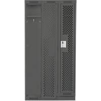Clean Line Lockers, Bank of 3, 36" x 18" x 76", Steel, Charcoal, Rivet (Assembled), Perforated Oxymax Inc