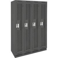 Clean Line Lockers, Bank of 4, 48" x 18" x 76", Steel, Charcoal, Rivet (Assembled), Perforated Oxymax Inc