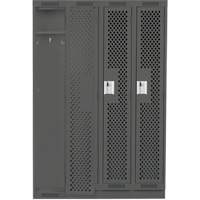 Clean Line Lockers, Bank of 4, 48" x 18" x 76", Steel, Charcoal, Rivet (Assembled), Perforated Oxymax Inc