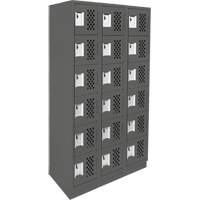 Clean-Line Perforated Lockerette, 6 -tier, Bank of 3, 12" x 72" x 12", Steel Oxymax Inc