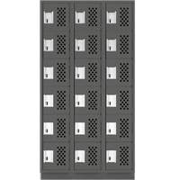 Clean-Line Perforated Lockerette, 6 -tier, Bank of 3, 12" x 72" x 12", Steel Oxymax Inc