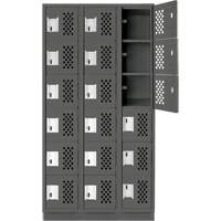 Clean-Line Perforated Lockerette, 6 -tier, Bank of 3, 12" x 72" x 12", Steel Oxymax Inc