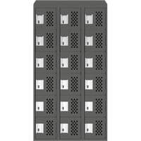 Assembled Lockerettes Clean Line Perforated Economy Lockers, 6 -tier, Bank of 3, 18" x 72" x 12", Steel Oxymax Inc