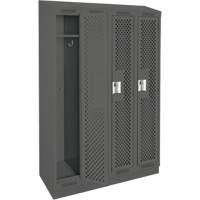 Clean Line Lockers, Bank of 4, 48" x 18" x 82", Steel, Charcoal, Rivet (Assembled), Perforated Oxymax Inc