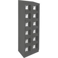 Clean-Line Perforated Lockerette, 6 -tier, Bank of 2, 15" x 72" x 12", Steel Oxymax Inc
